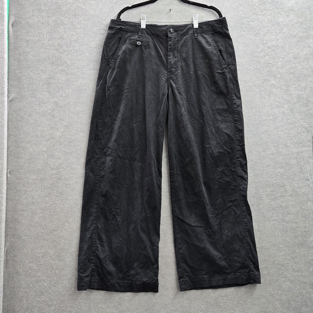 American Eagle Outfitters Women Pants 12 SHORT Black Wide-Leg Chino Twill Y2K